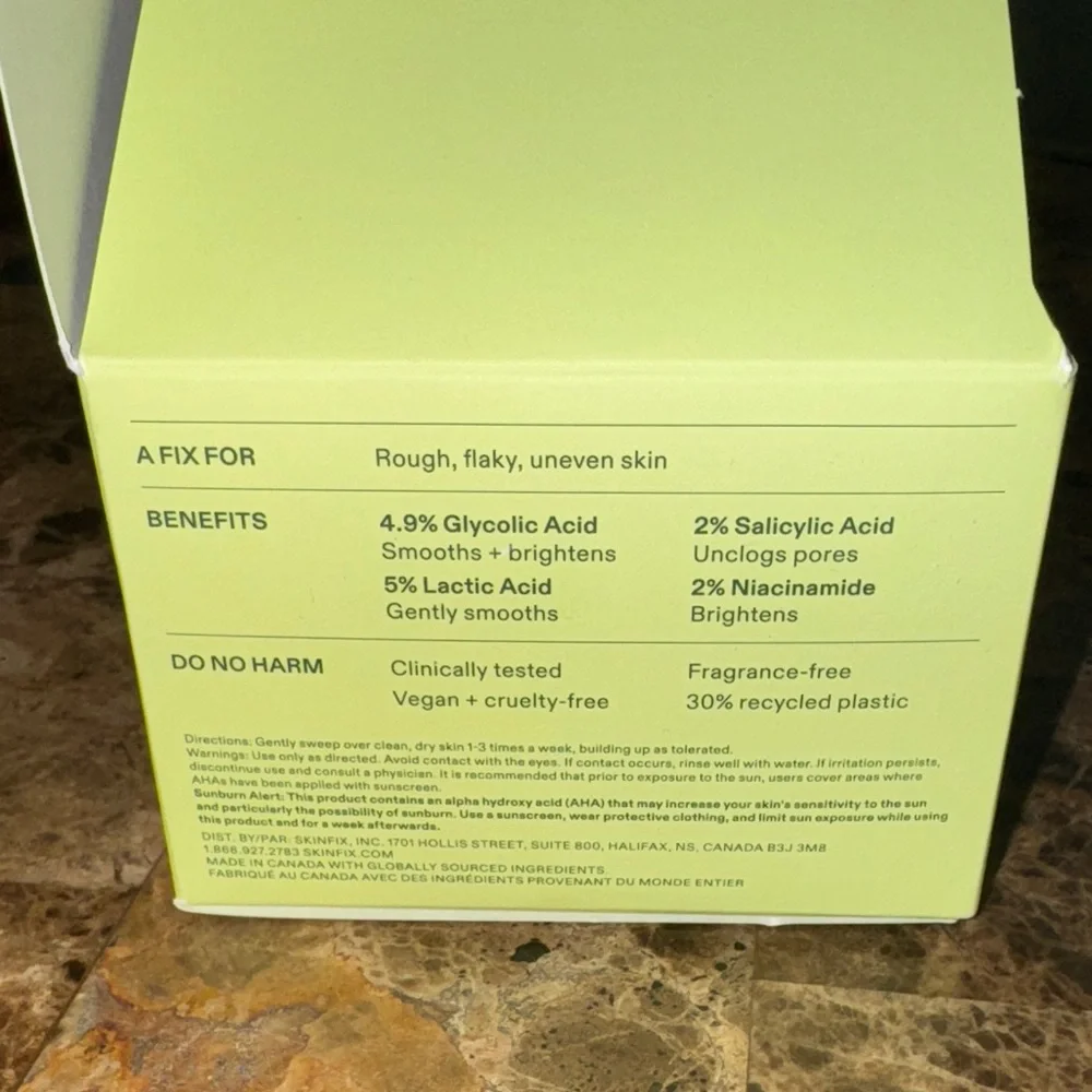 Skinfix AHA/BHA Niacinamide Exfoliating Pads - 60 Head To Toe Wipes New in Box